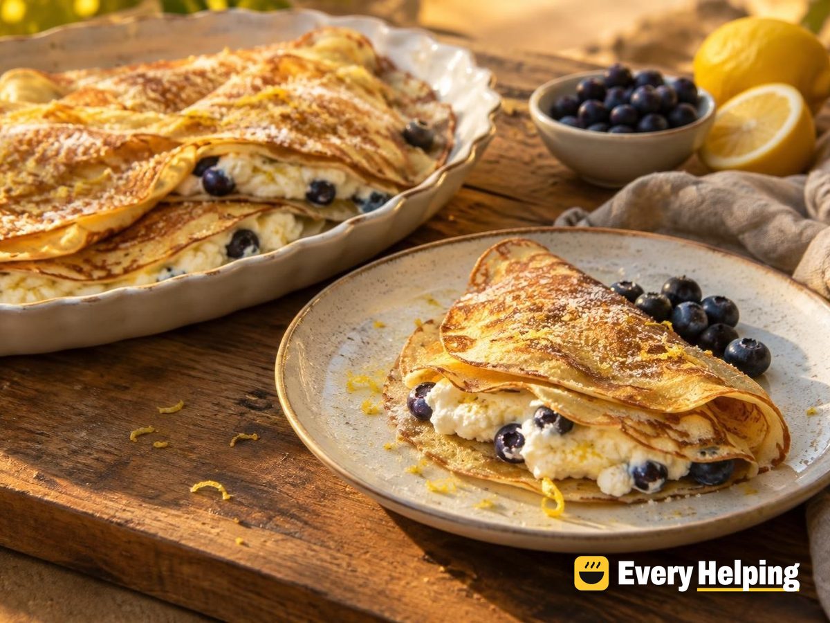 Lemon Sugar Crêpes with Whipped Lemon Ricotta