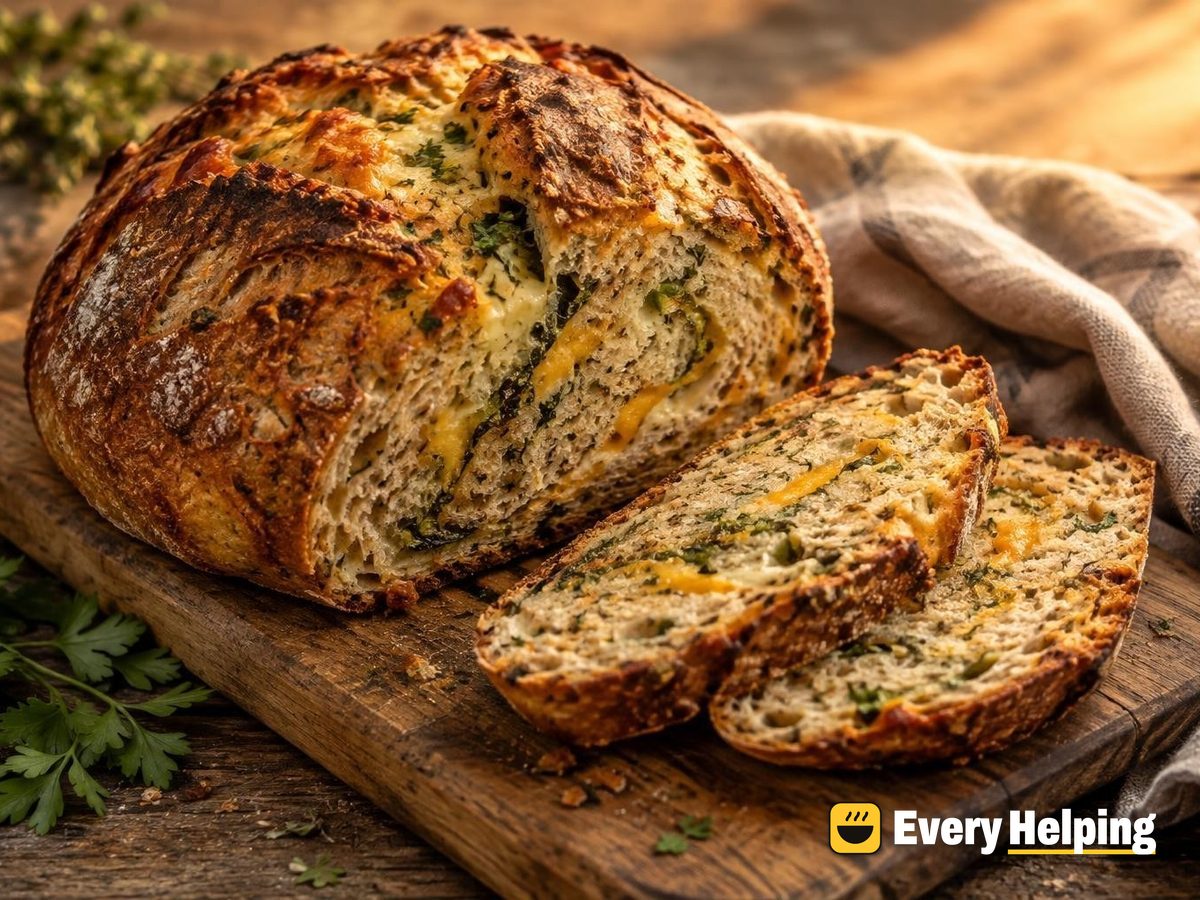 Spelt Cheddar Parsley-Garlic Swirl Country Boule