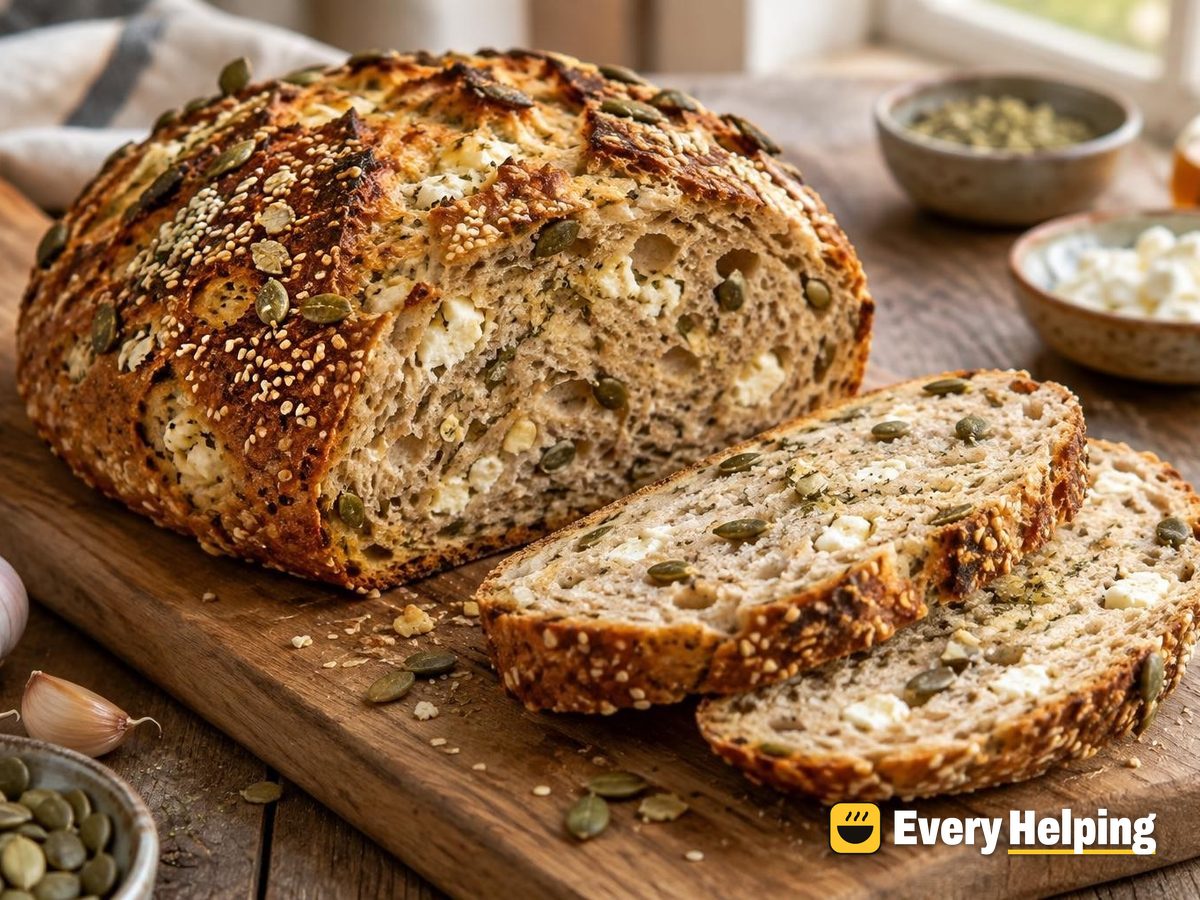 Garlic Feta Seeded Spelt Dutch Oven Loaf