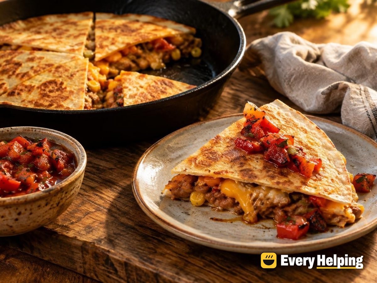Pinto Bean Quesadillas with Roasted Pepper Salsa