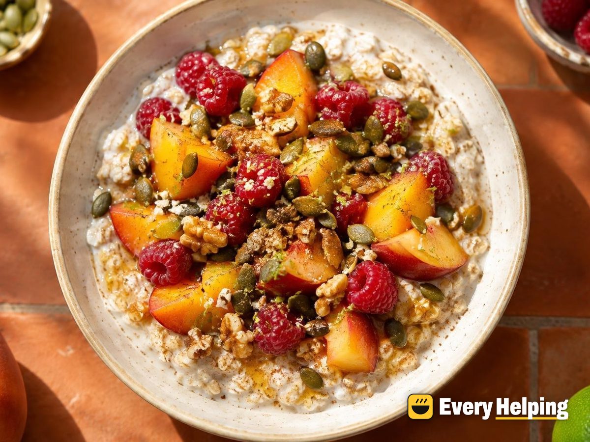 Ginger Peach Overnight Oat Parfait with Pepita Crunch