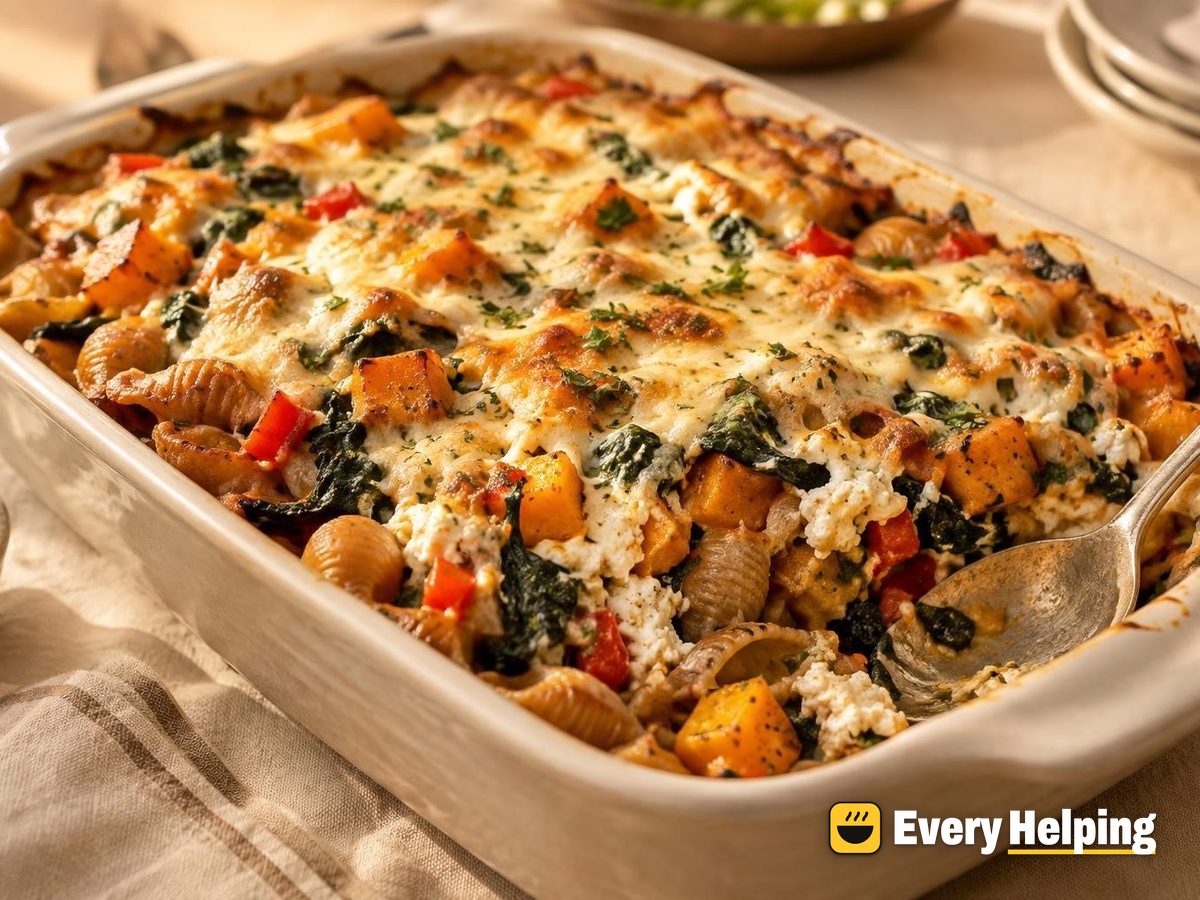 Roasted Butternut and Kale Pasta Bake