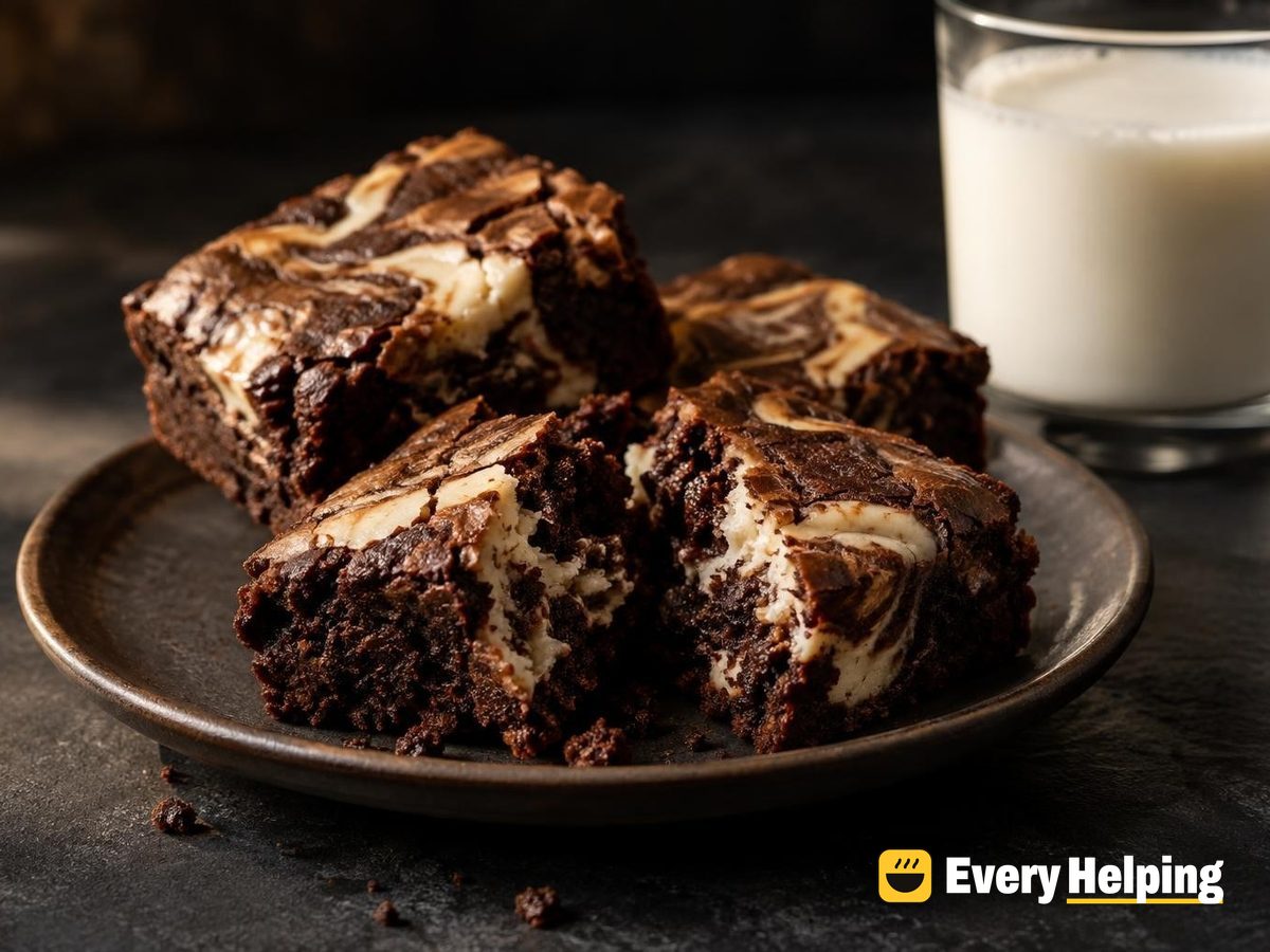 Chewy Cocoa Brownies with Cream Cheese Swirl
