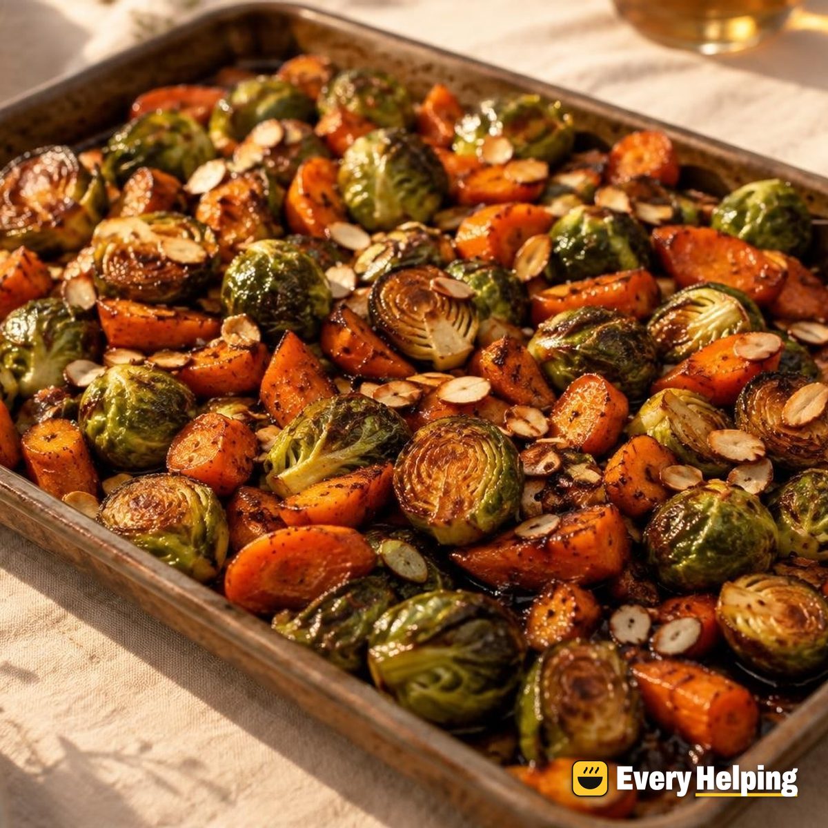 Smoky Paprika Roasted Brussels Sprouts and Carrots