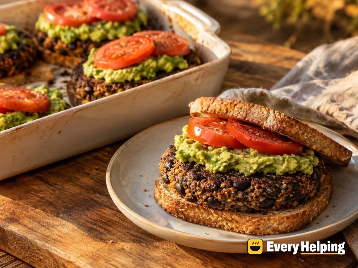 Baked Black Bean Quinoa Burgers with Avocado