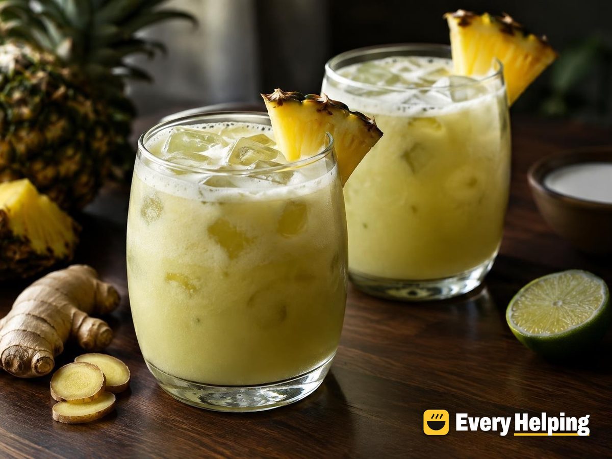 Iced Ginger Coconut Green Tea with Pineapple