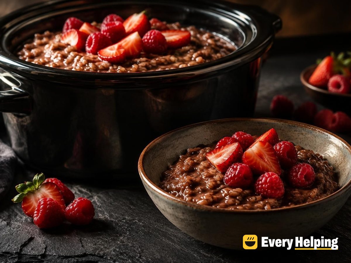 Slow-Cooker Mocha Rice Pudding with Raspberries