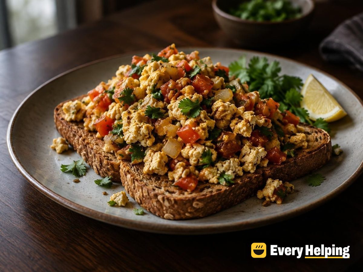 Garlic-Cilantro Paneer Bhurji on Toast