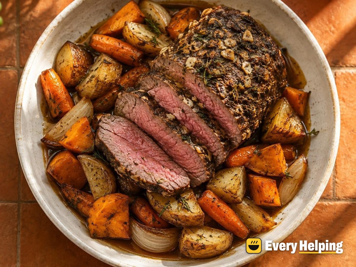 Garlic Herb Sirloin Roast with Root Vegetables