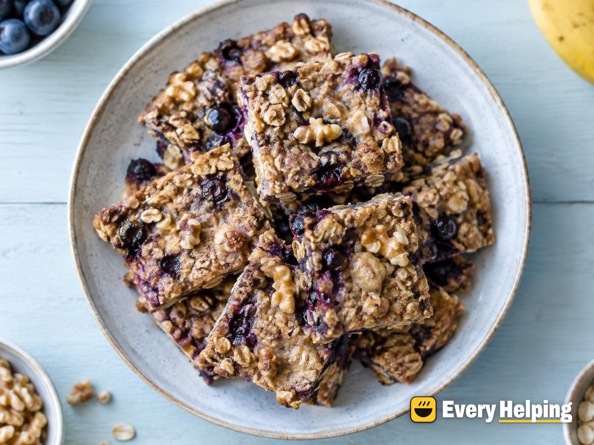 Vanilla Walnut Banana Blueberry Pressed Bars