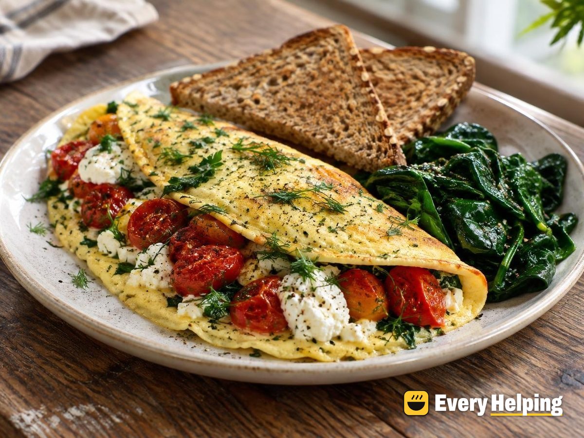 Herbed Ricotta Omelets with Blistered Tomatoes