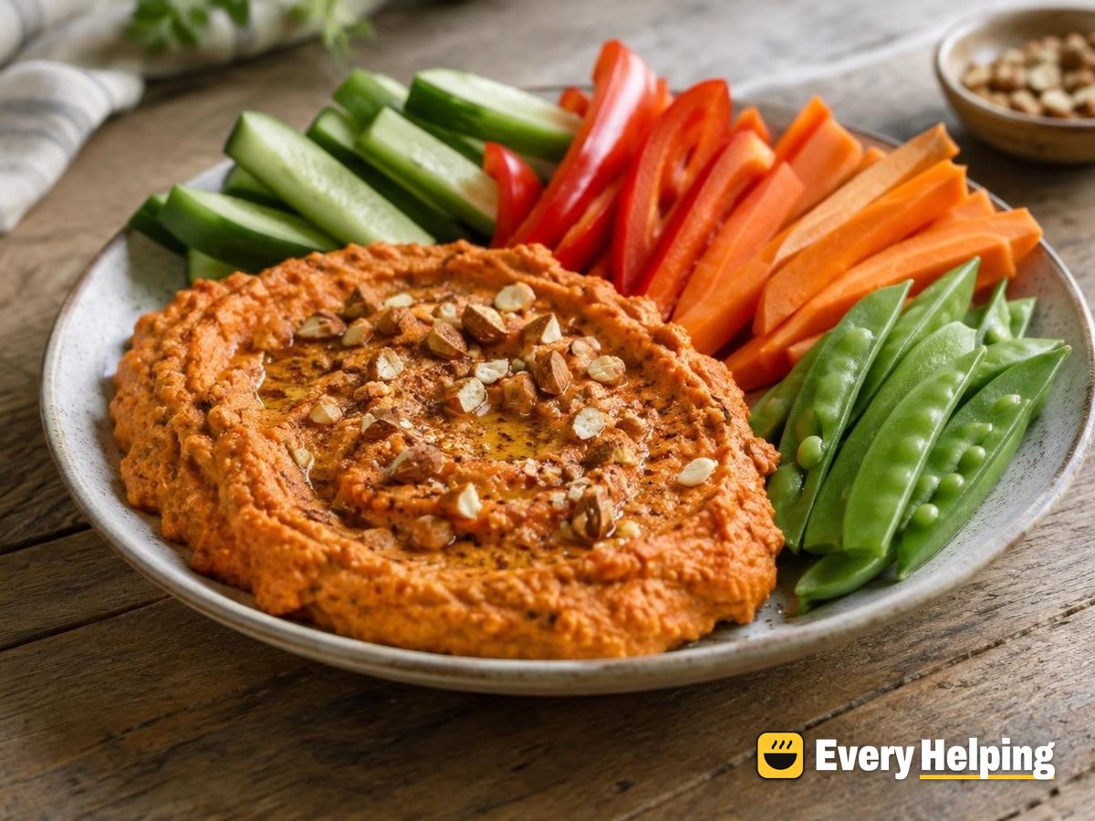 Roasted Pepper and Cauliflower Spread with Crudités