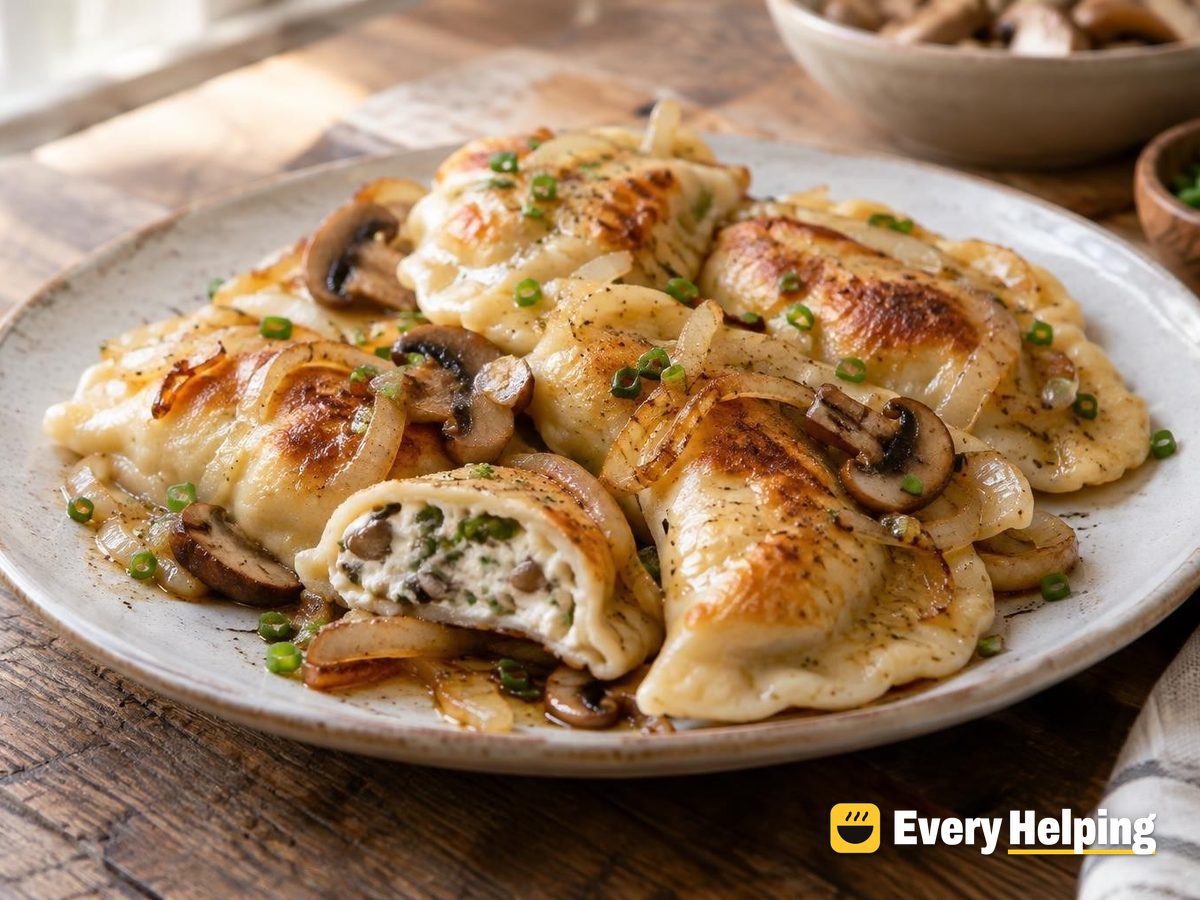 Cream Cheese Mushroom Pierogi with Onion Butter
