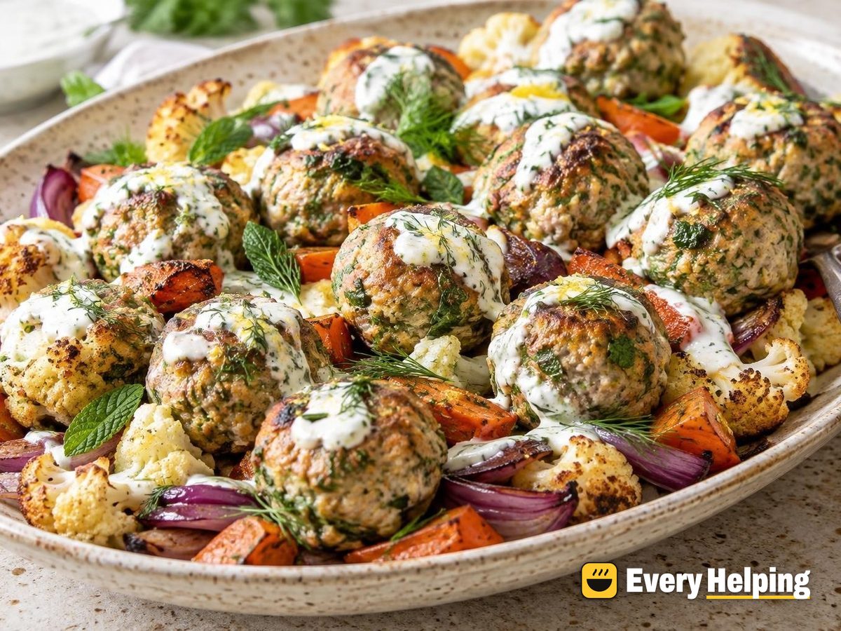 Dill-Mint Turkey Meatballs with Yogurt Herb Sauce