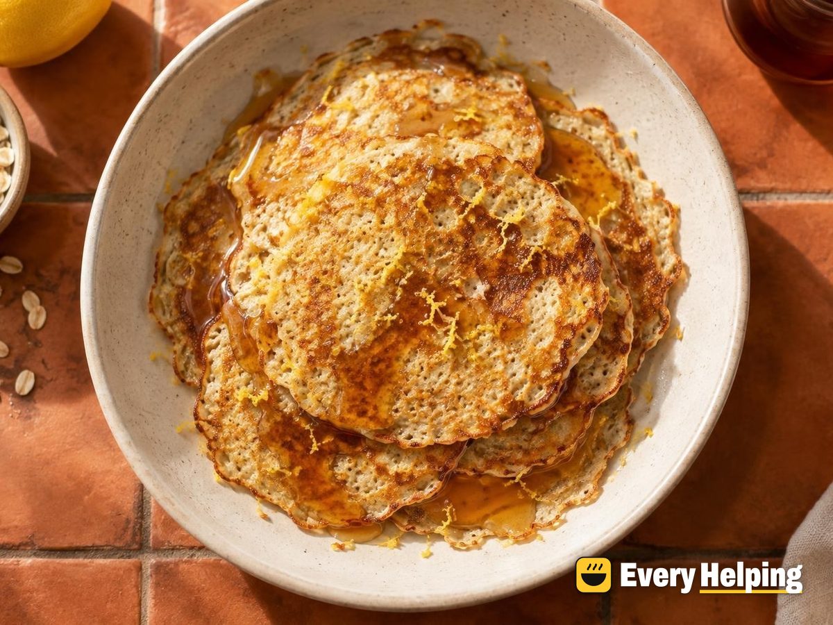 Lemony Buttermilk Oat Thin Pancakes with Maple