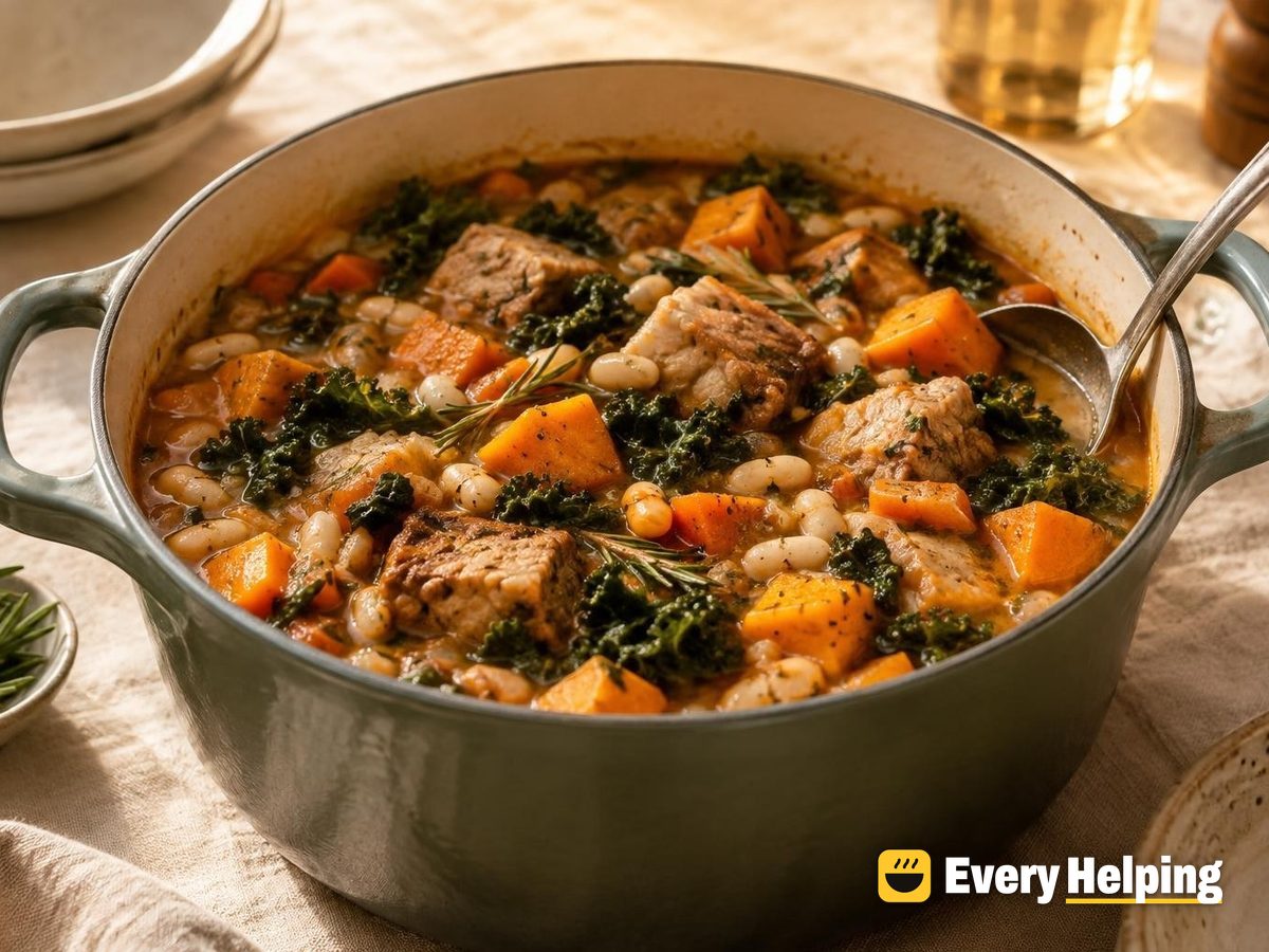 Hearty Pork and White Bean Stew with Kale