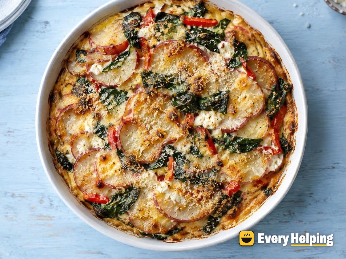 Parmesan Potato Spinach Pepper Breakfast Bake
