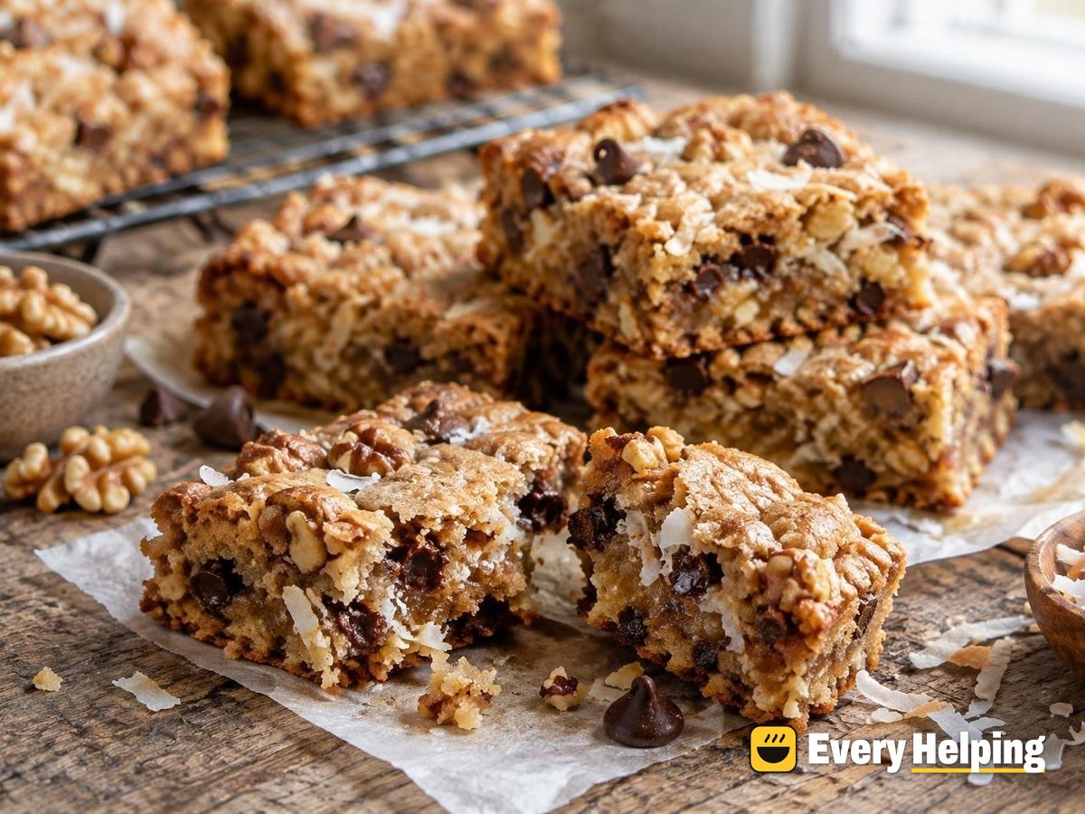 Coconut Walnut Chocolate Chip Blondies