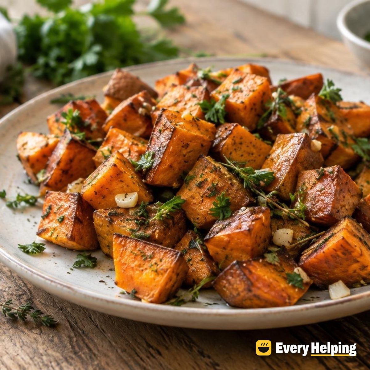 Skillet Sweet Potatoes with Garlic and Thyme