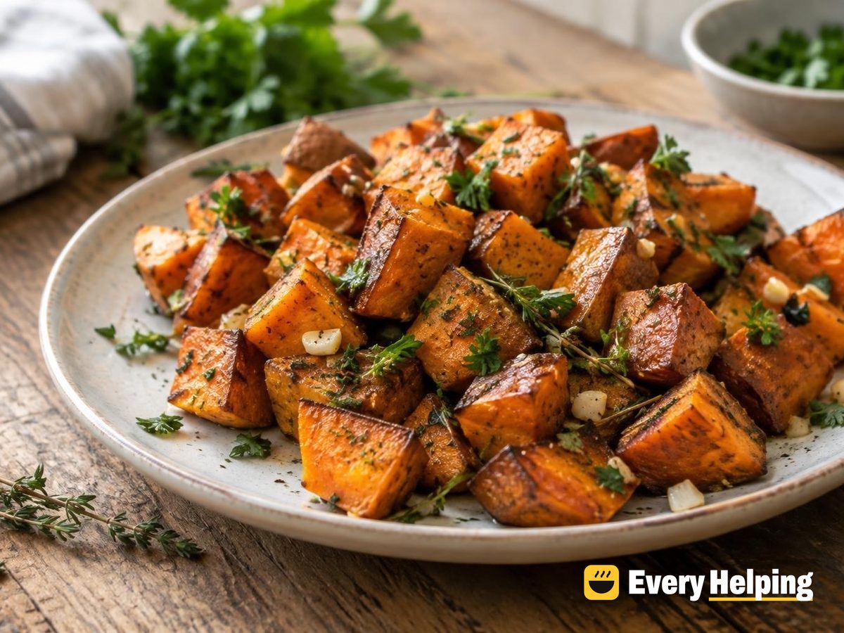 Skillet Sweet Potatoes with Garlic and Thyme