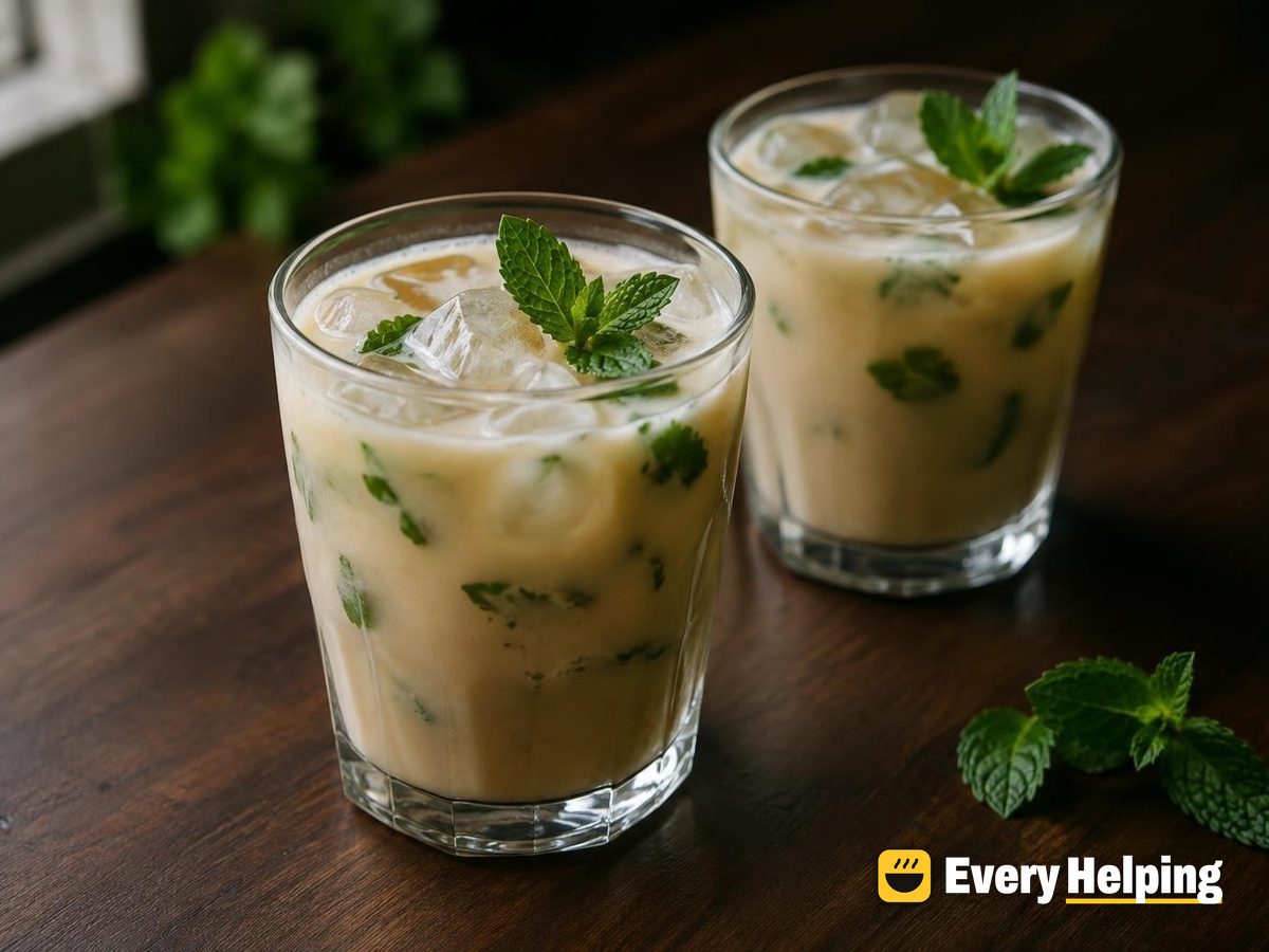 Iced Fresh Mint Tea Almond Latte