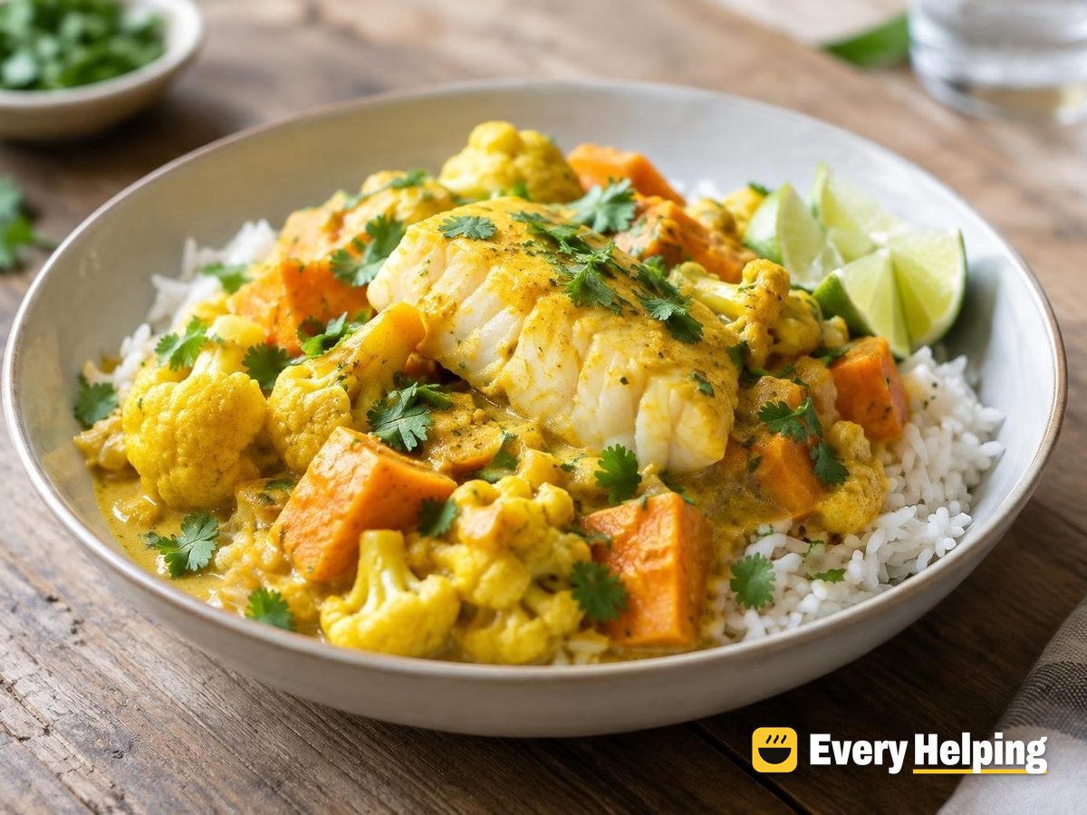 Coconut Cod and Cauliflower Curry with Lime
