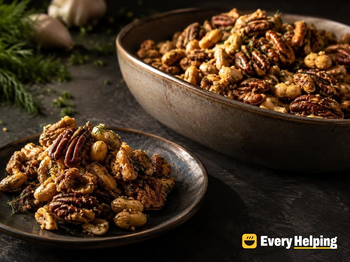 Garlic Dill Peanut and Pecan Crunch