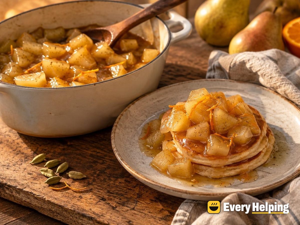 Maple Vanilla Pear Compote with Cardamom