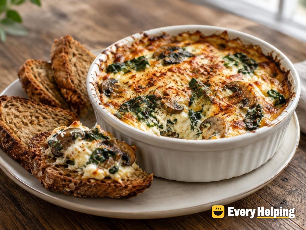 Warm Smoky Paprika Cottage Cheese Mushroom Dip