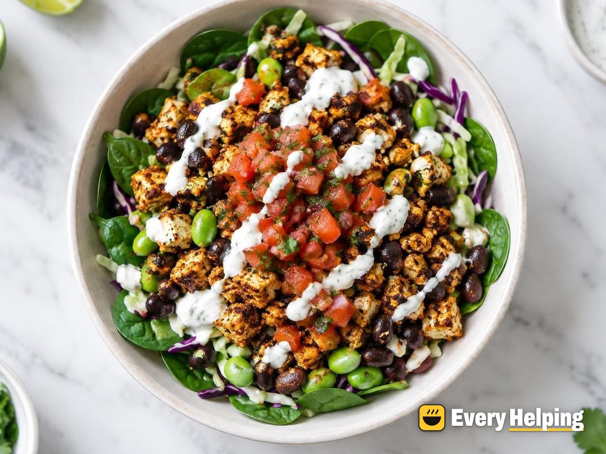 Chipotle-Style Tofu Chorizo Spinach Bowls