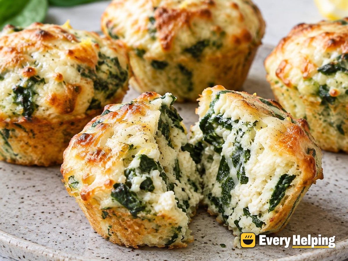 Ricotta Spinach Muffins with Mozzarella Tops