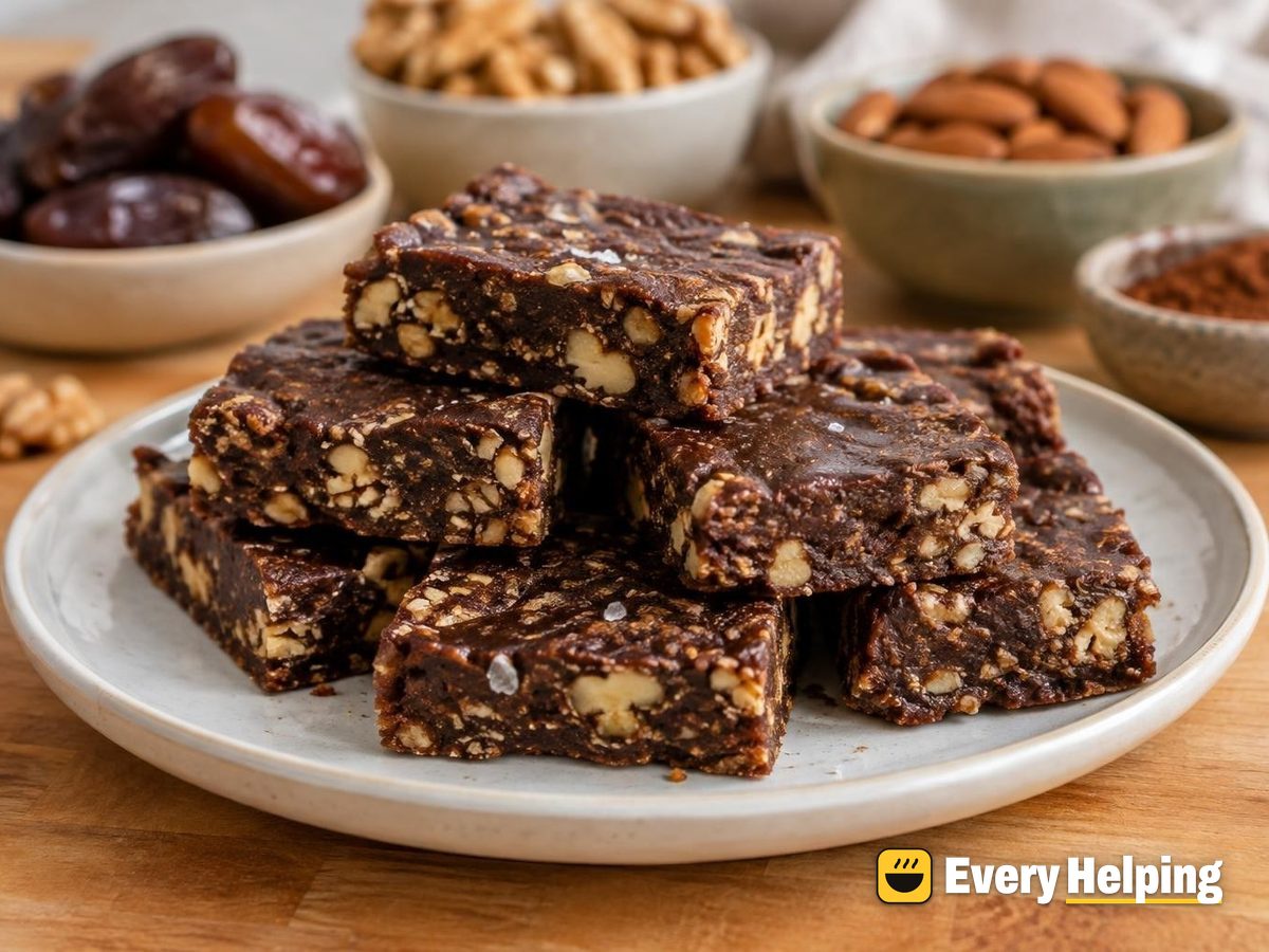 No-Bake Cocoa Walnut Date Bars