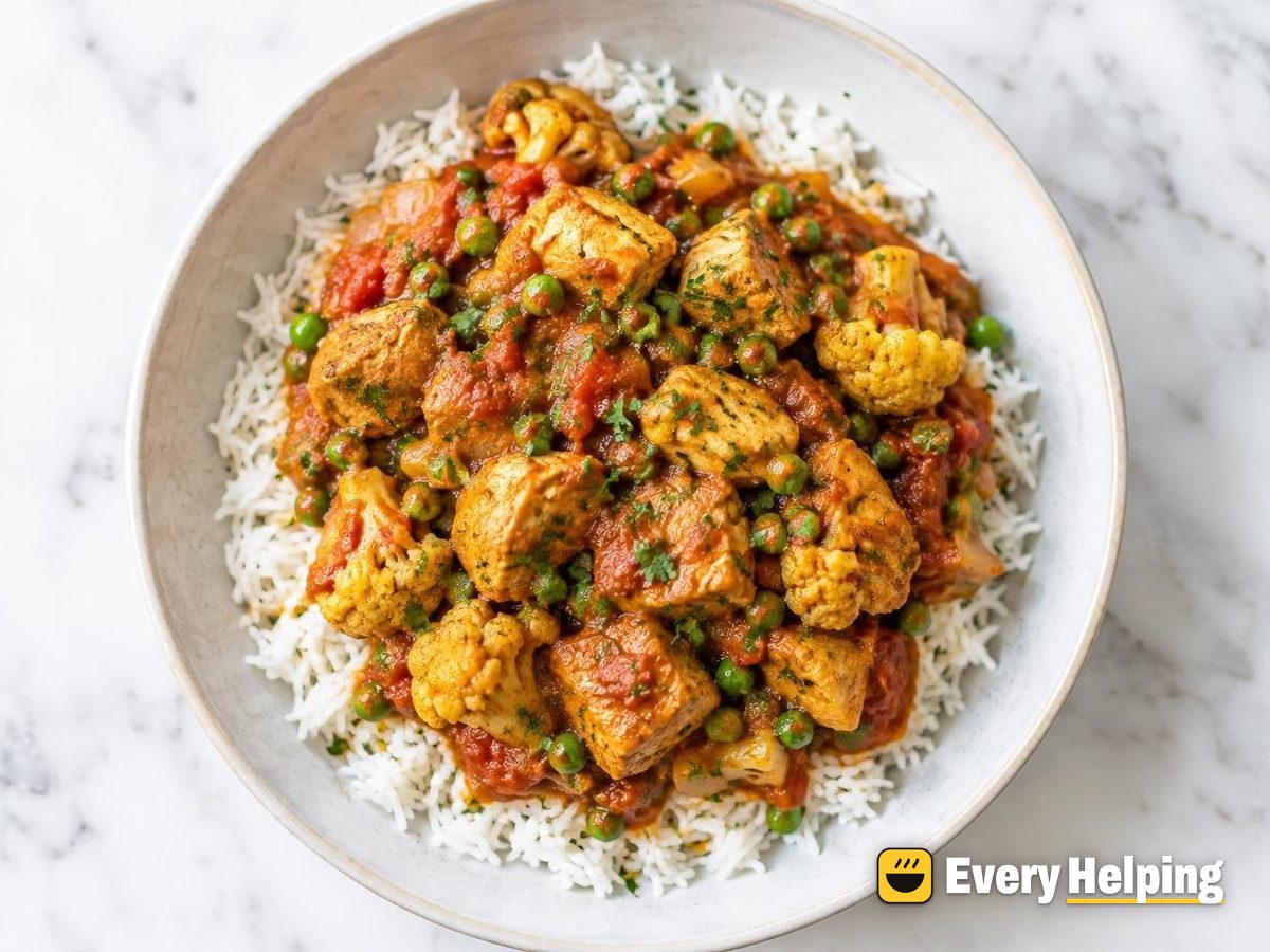 Turkey Tikka-Style Tomato Curry with Cauliflower