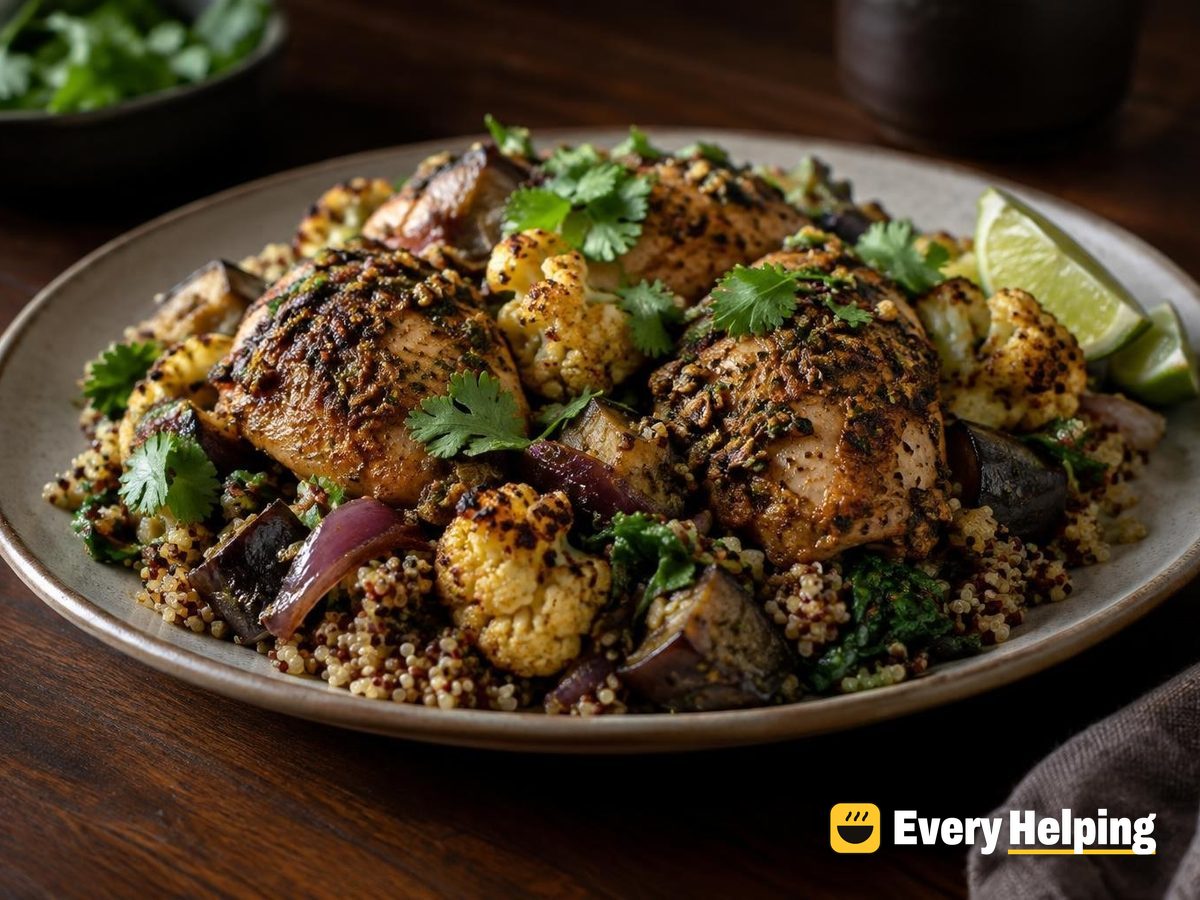 Dry Chicken Thigh Curry with Cauliflower Quinoa