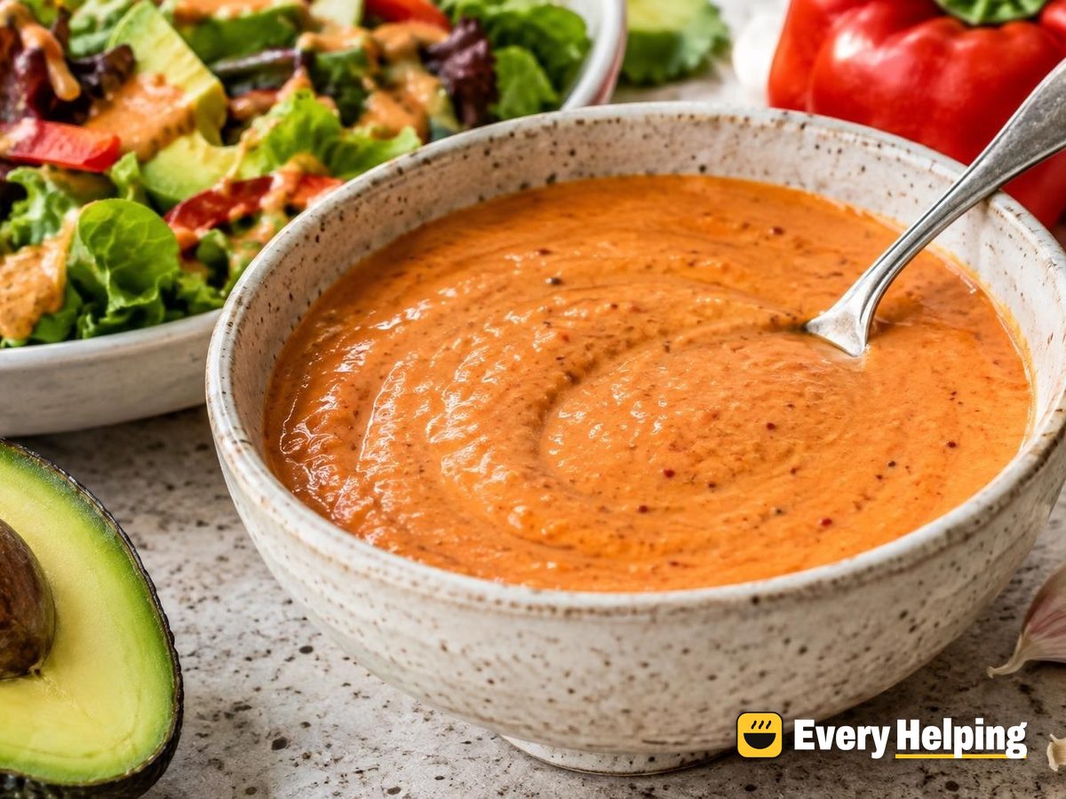 Roasted Red Pepper Avocado Garlic Dressing