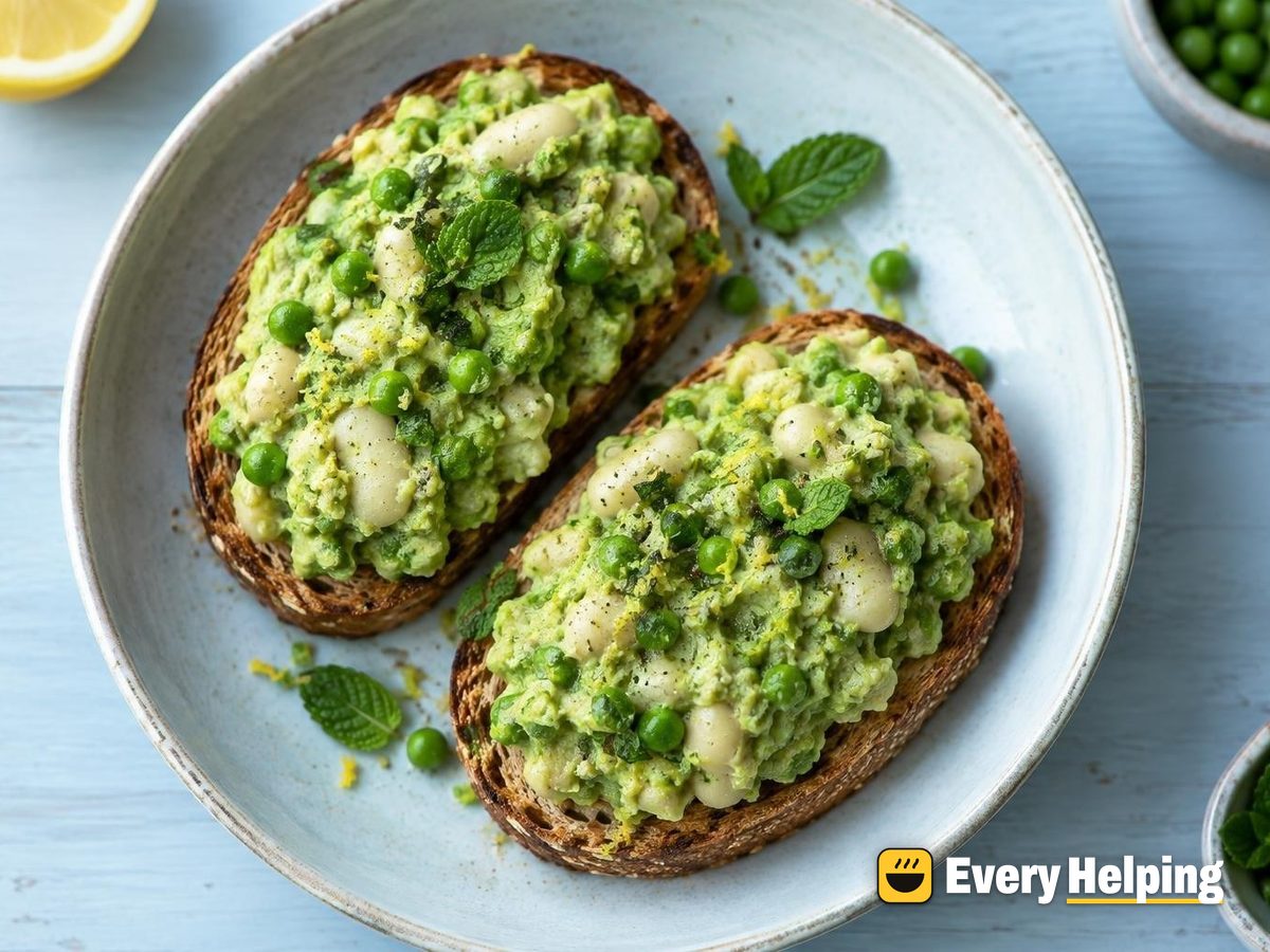 Lemony Pea and Mint Spread on Toast