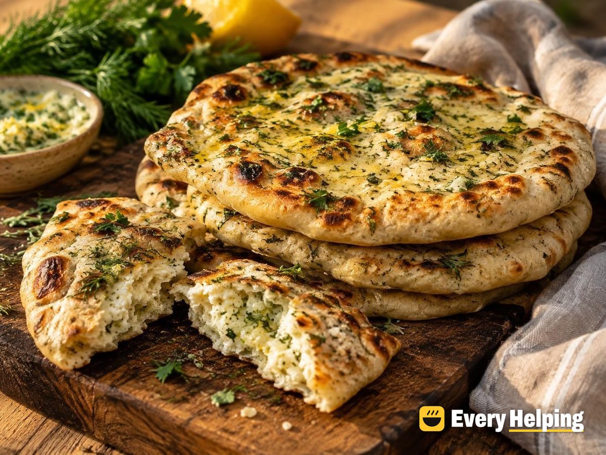 Spelt Yogurt Naan with Dill-Parsley Butter