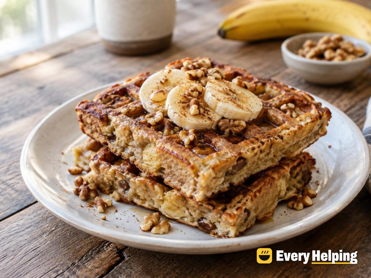 Oven-Baked Banana Walnut Waffles