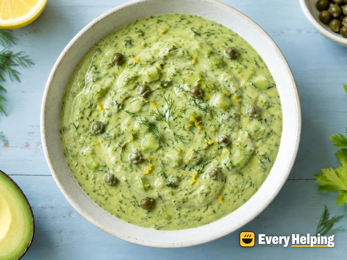 Avocado Lemon-Dill Dressing with Celery and Capers