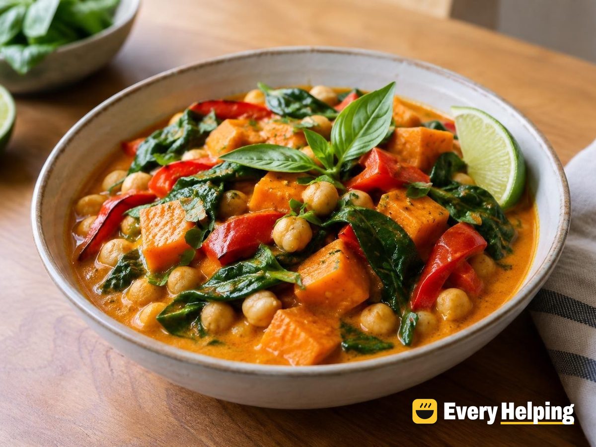 Thai Red Curry Chickpeas with Sweet Potato