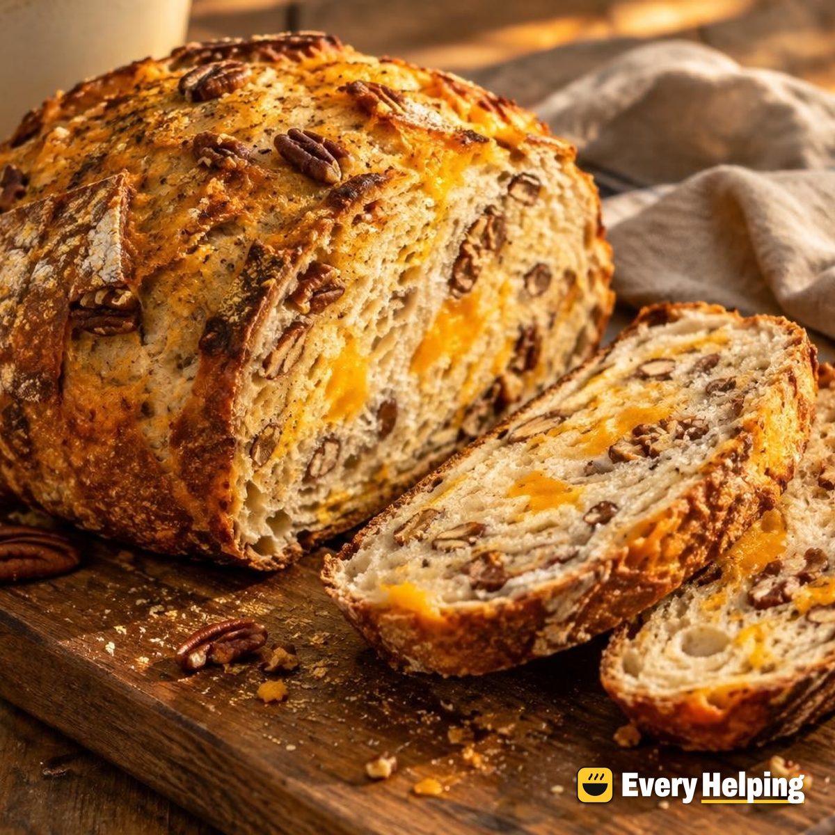 Crusty Cheddar Pecan Dutch Oven Boule