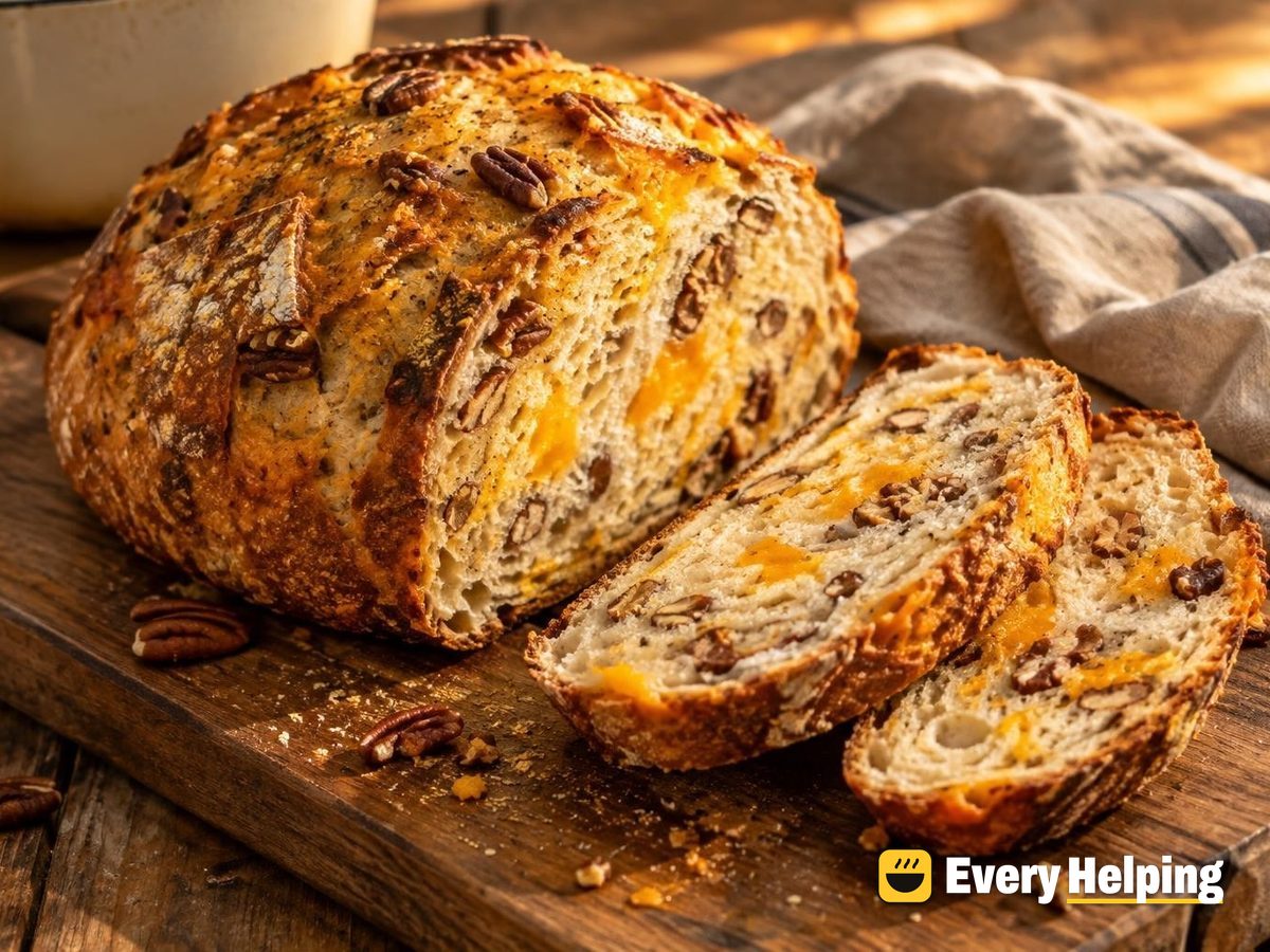Crusty Cheddar Pecan Dutch Oven Boule