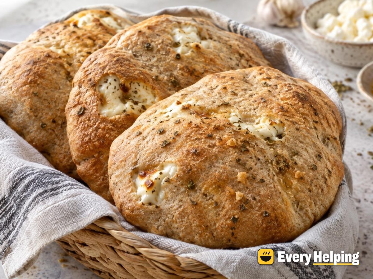 Whole Wheat Garlic Feta Pita Pockets