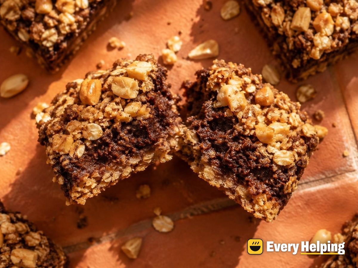 Salted Peanut Oat Crumble Brownie Bars