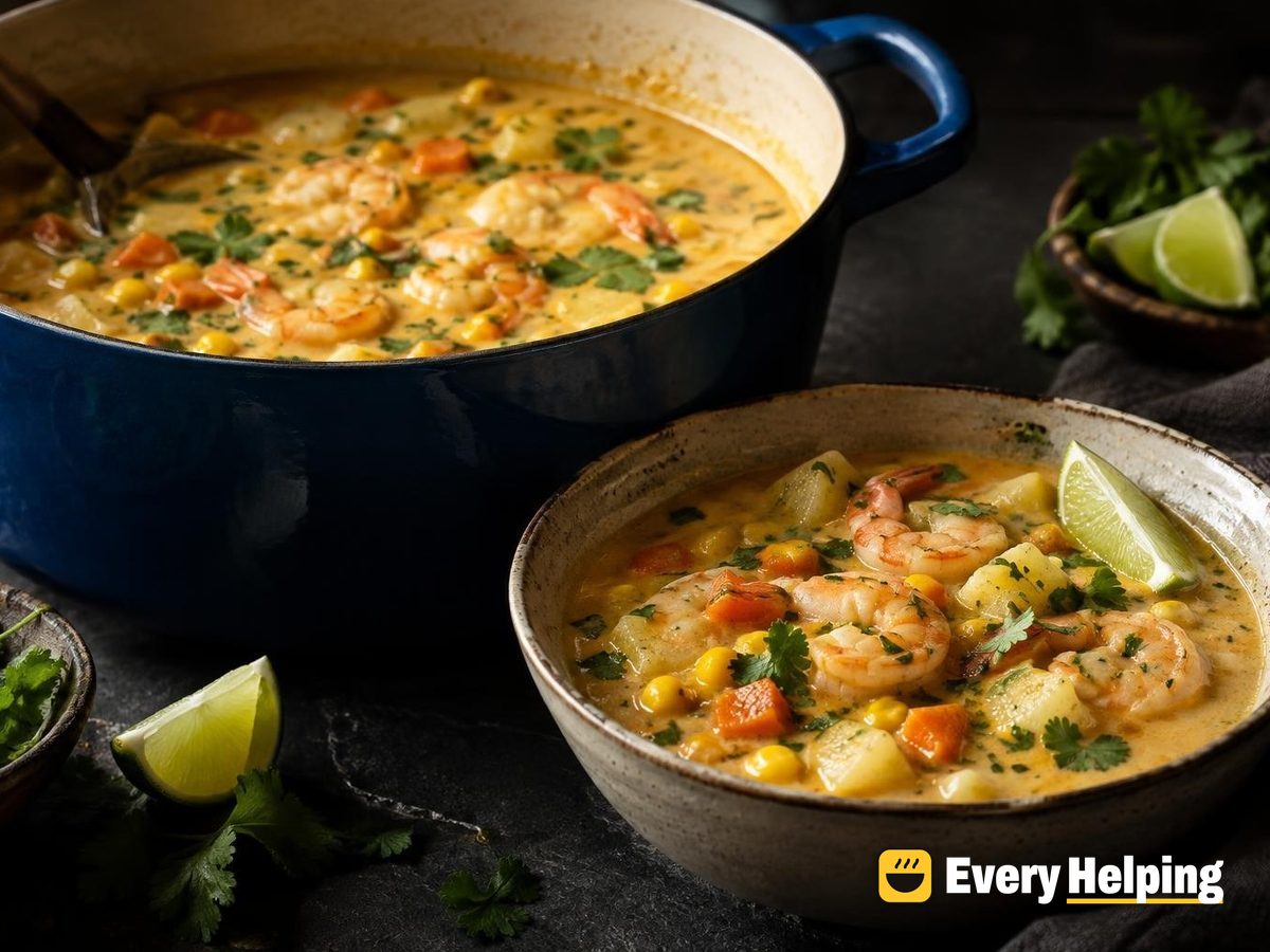 Creamy Coconut Curry Shrimp Chowder with Corn