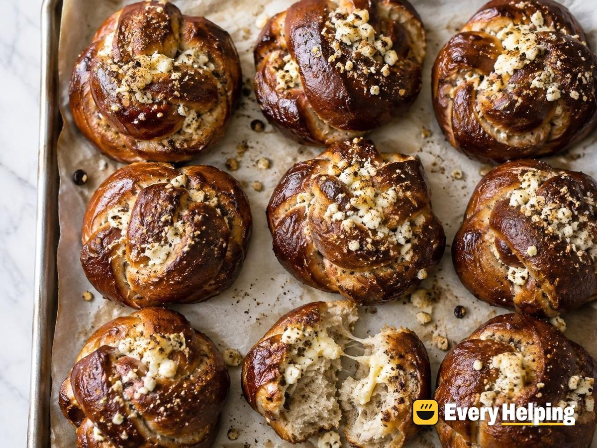 Milk-Bread Feta Rye Pretzel Knots