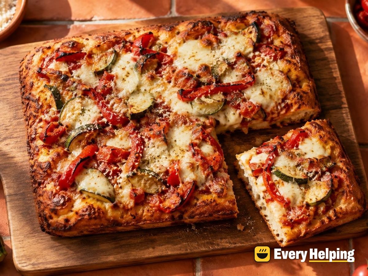 Roasted Red Pepper and Zucchini Pan Pizzas