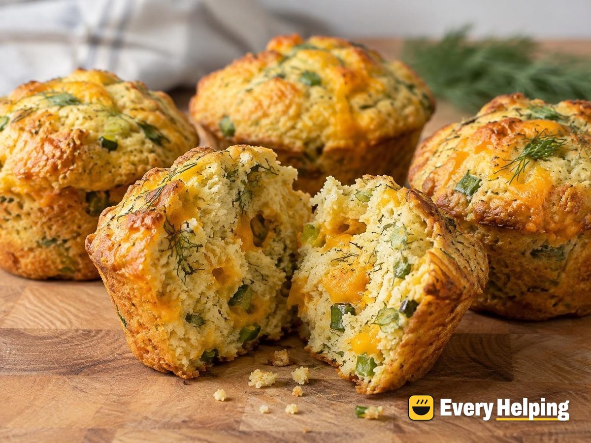 Cheddar Dill Cornmeal Muffins with Scallions