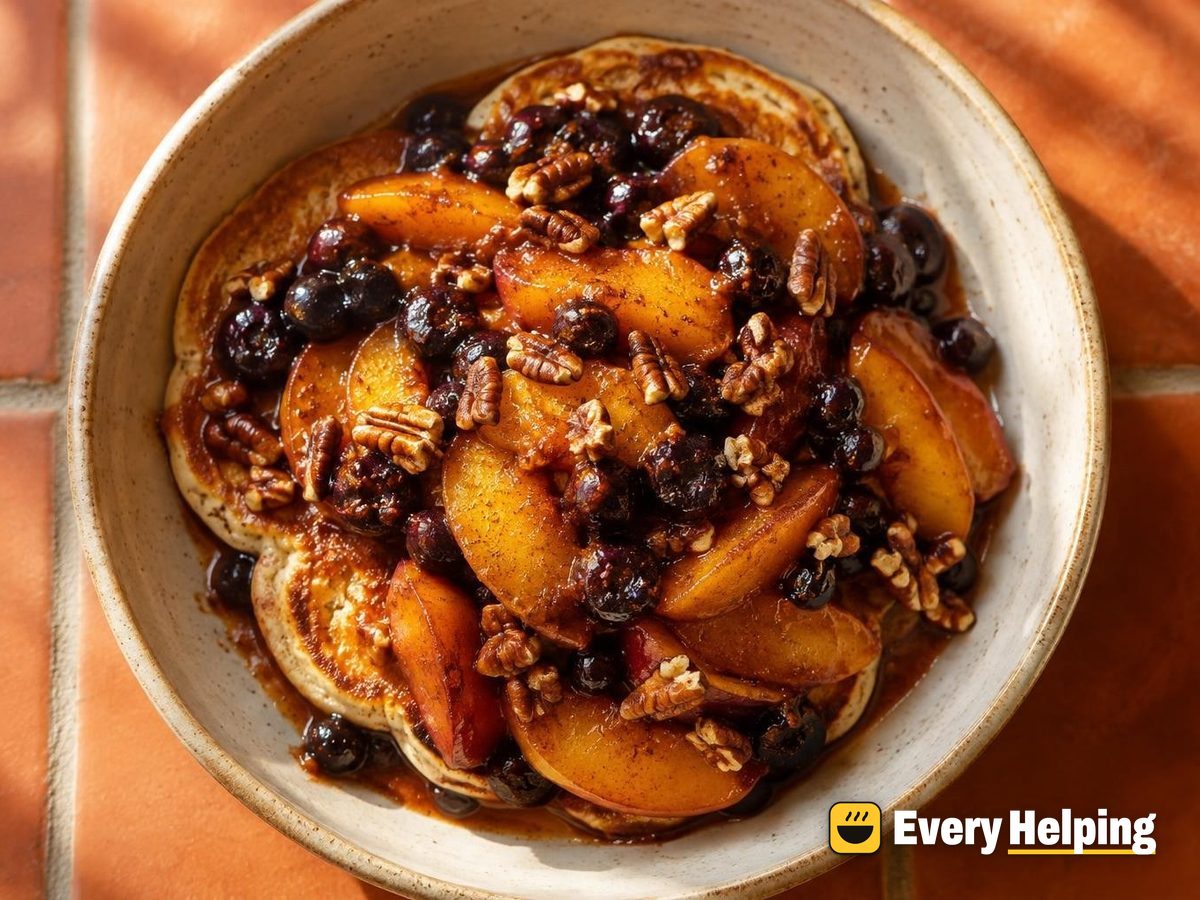 Maple Peach-Blueberry Compote with Toasted Pecans