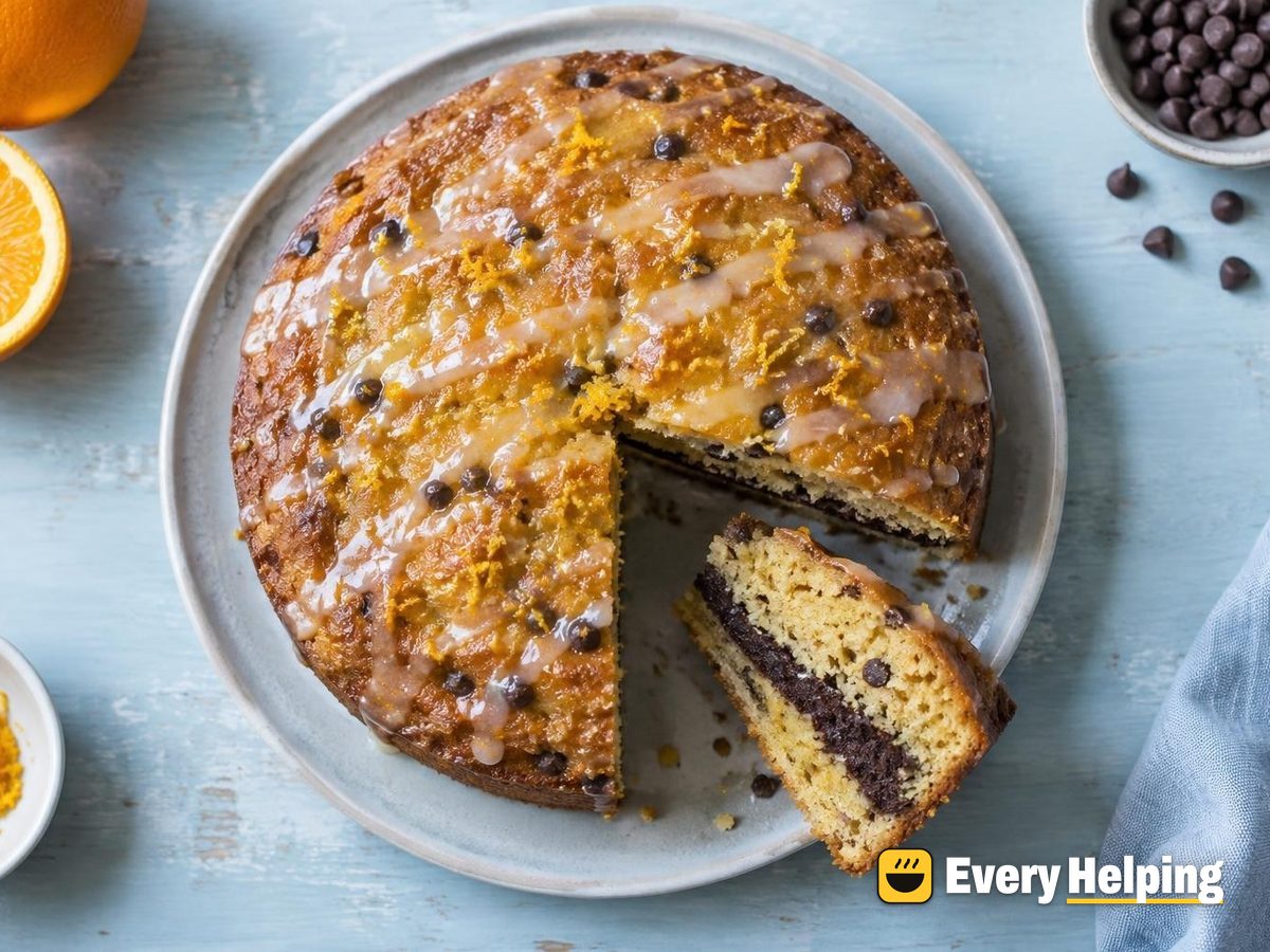 Orange Olive Oil Snack Cake with Cocoa Ribbon